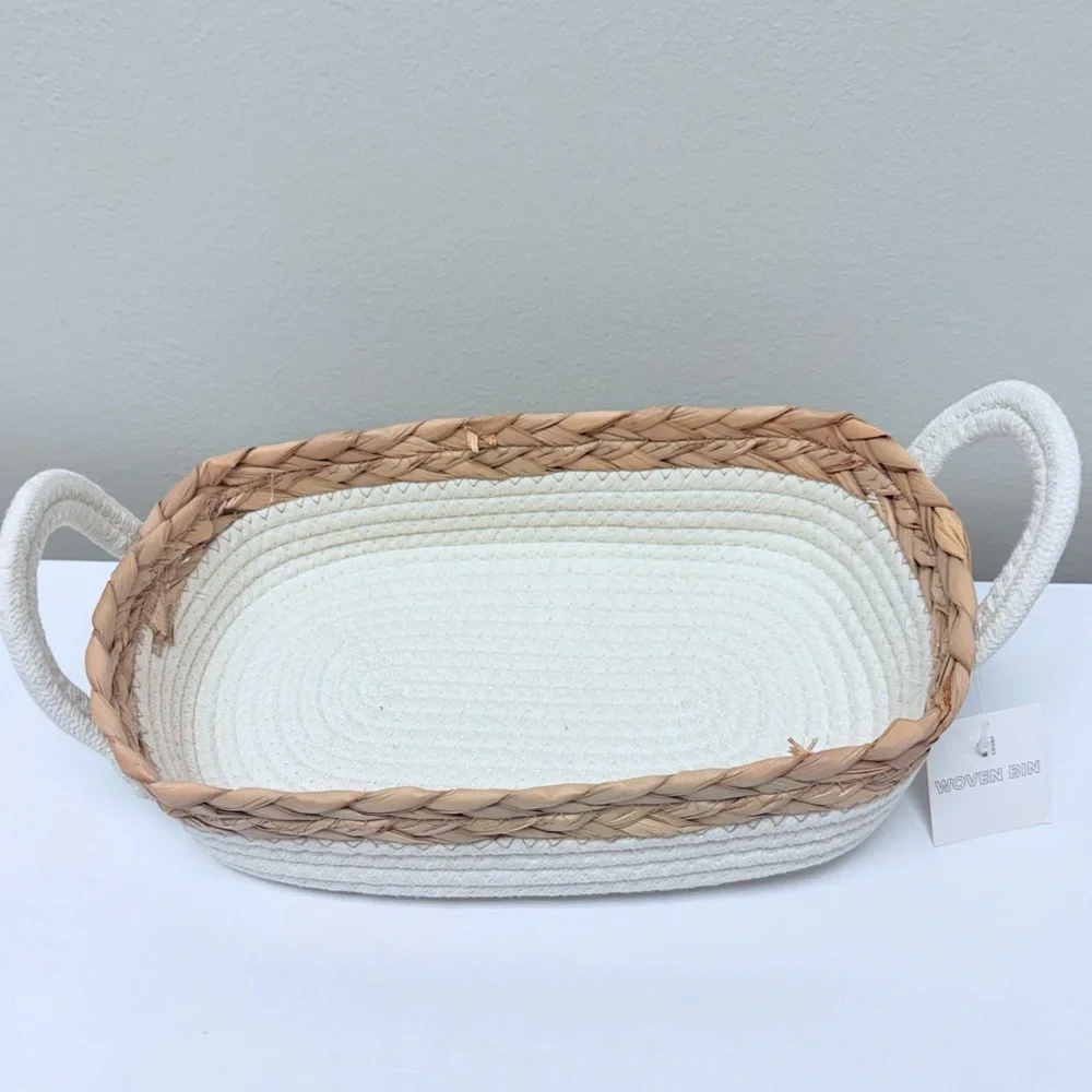 Target Bullseye Woven Bin Basket Spring Decor, White & Tan